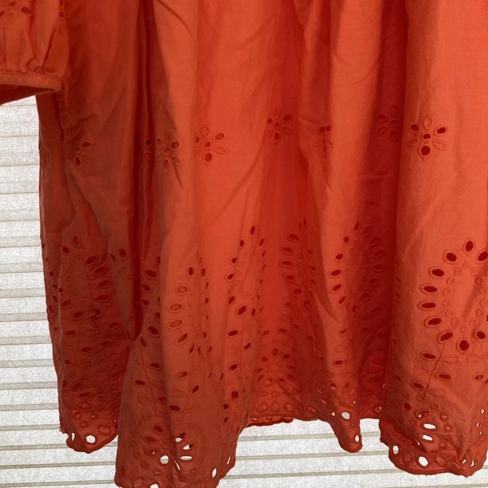 Universal Thread cotton eyelet long-sleeve orange dress XL - Picture 8 of 12